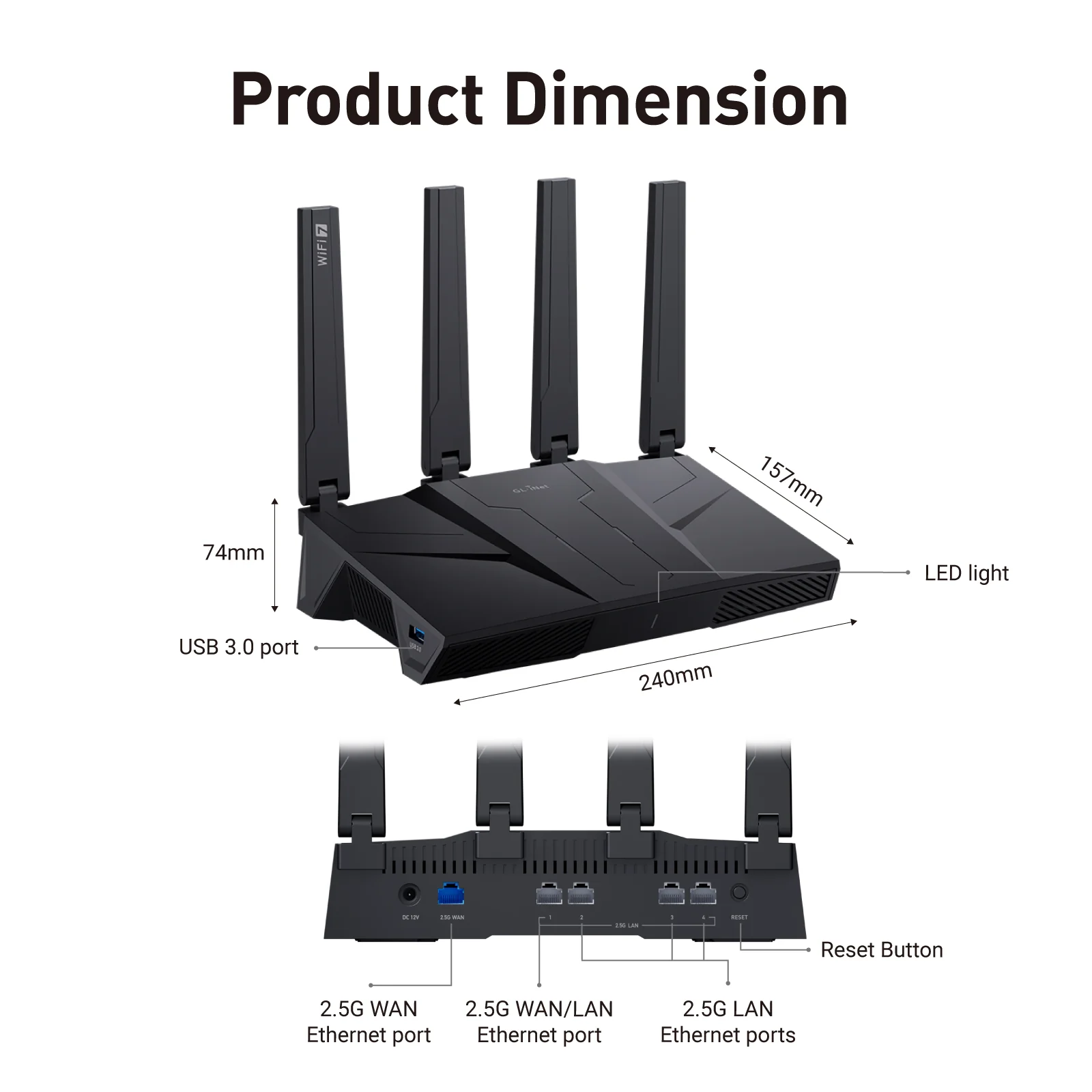 Flint 3 (GL-BE9300) Tri-band Wi-Fi 7 Home Router - Image 3